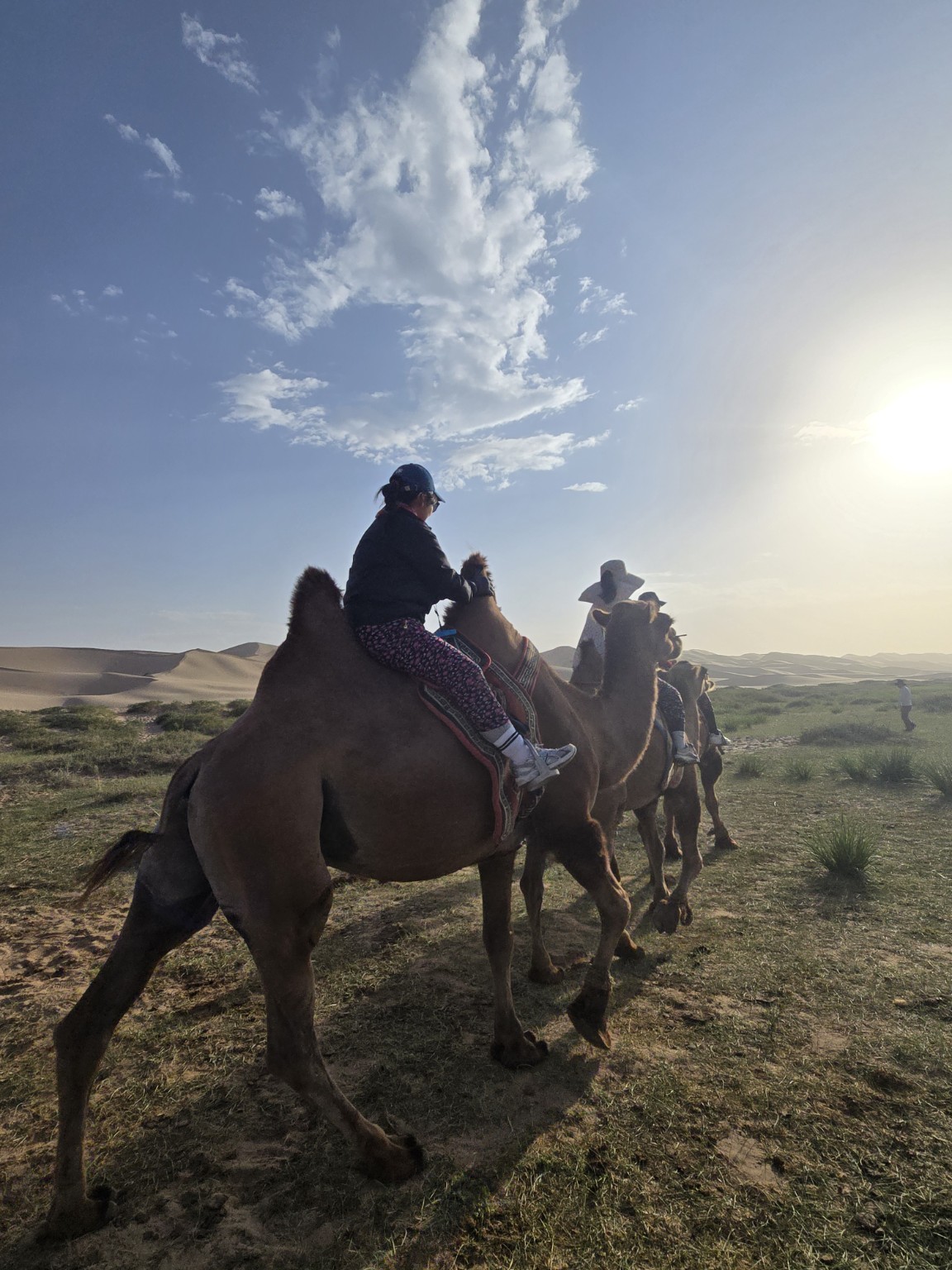 Traveler riding a camel in the Gobi